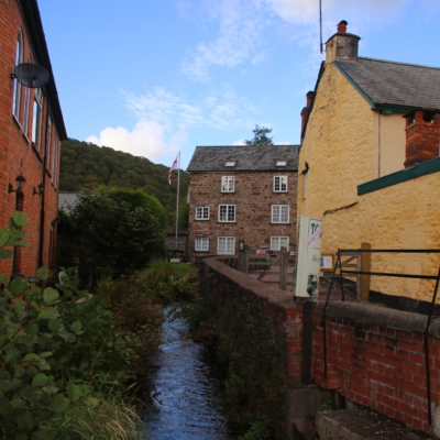 mill stream, buildings
