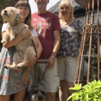 family group with dog
